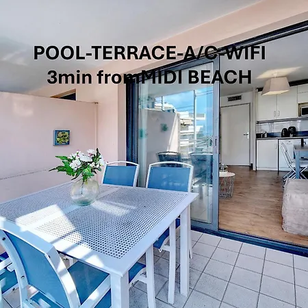 Agreable 2 Pieces Terrasse, Piscine, Clemenceau A1b235 * Cannes